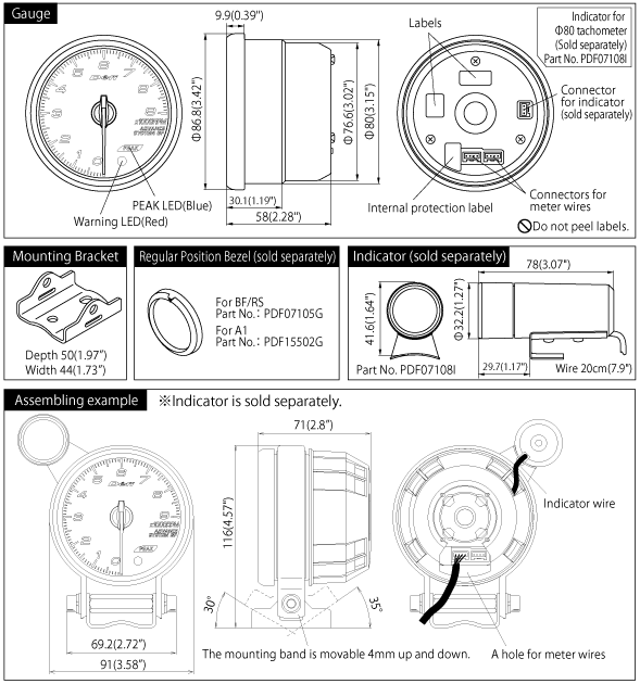 Advance A1 80mm Tachometer